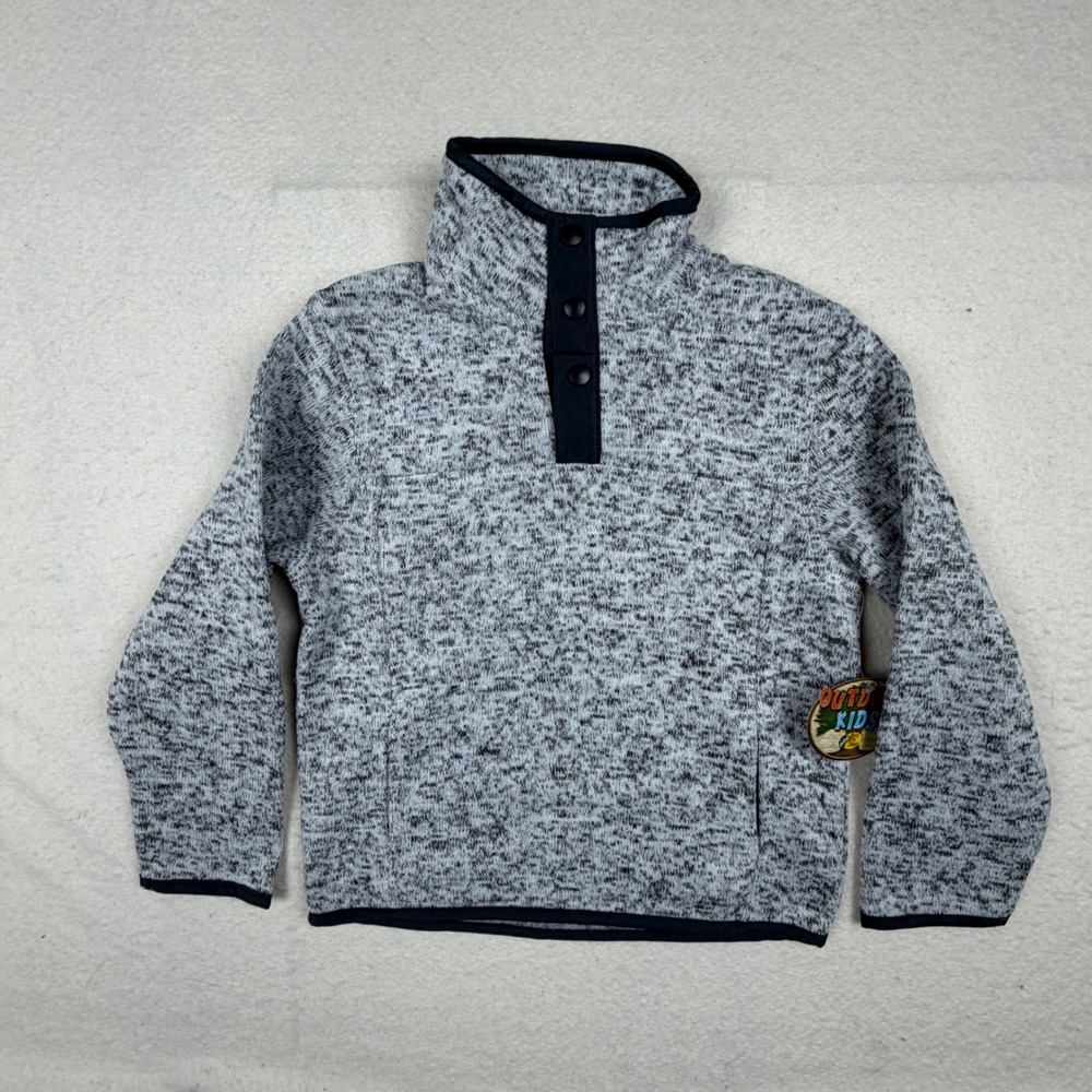 Outdoor Kids Bass Pro Shops Grey Marl Fleece Snap Pullover Boys Small NWT